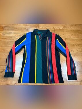 PacSun Long Sleeve Men’s Vertical Stripe Rugby Polo